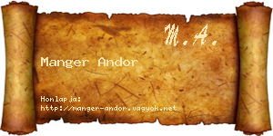 Manger Andor névjegykártya